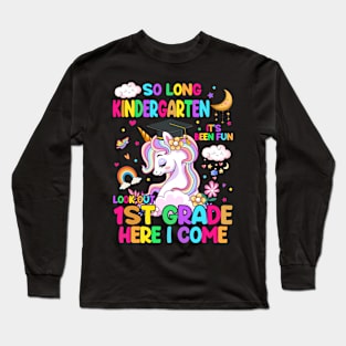 So Long Kindergarten Graduation Class 2024 Unicorn Girls Long Sleeve T-Shirt